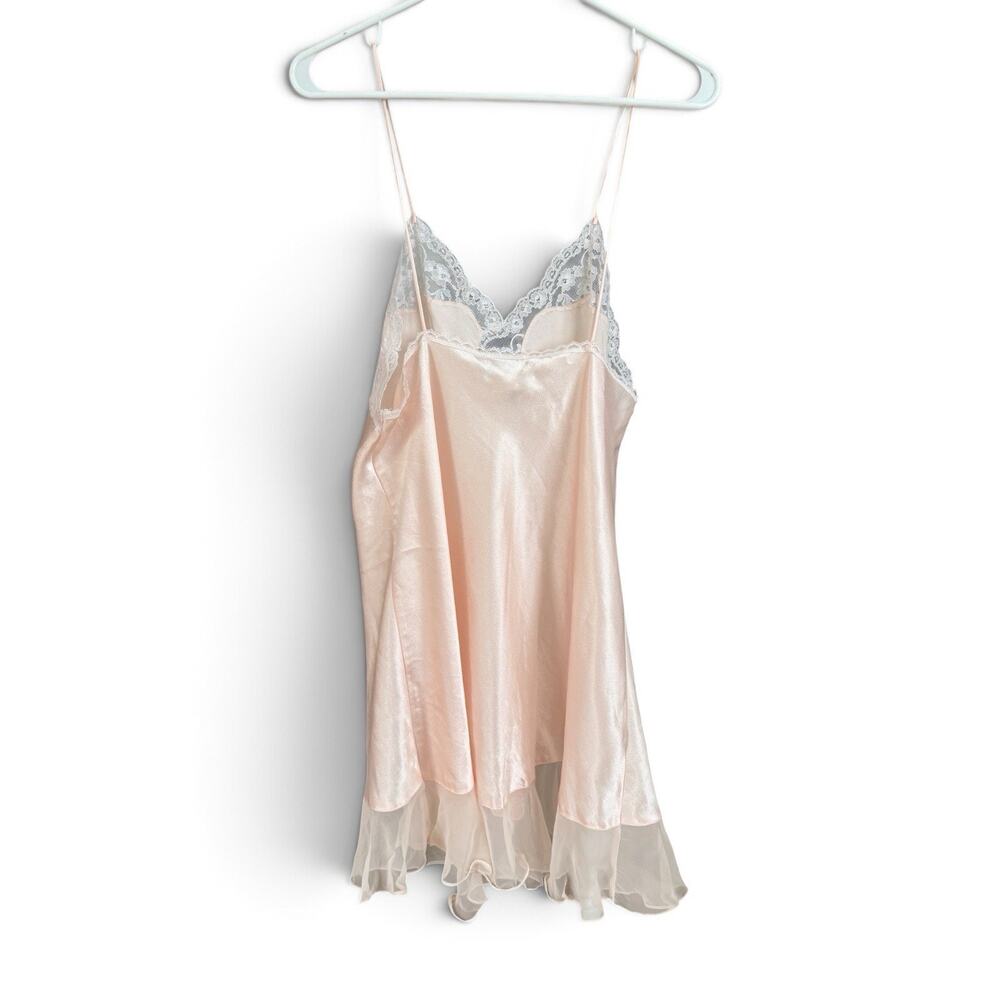 Vintage Sara Beth Saks Fifth Avenue Pink Satin Lace Nightgown Slip Dress M 38 - Picture 3 of 6